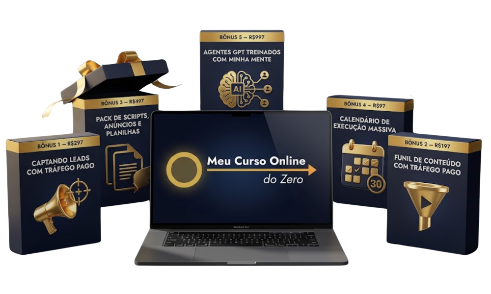 Bundle completo – Meu Curso Online Do Zero + todos os bônus